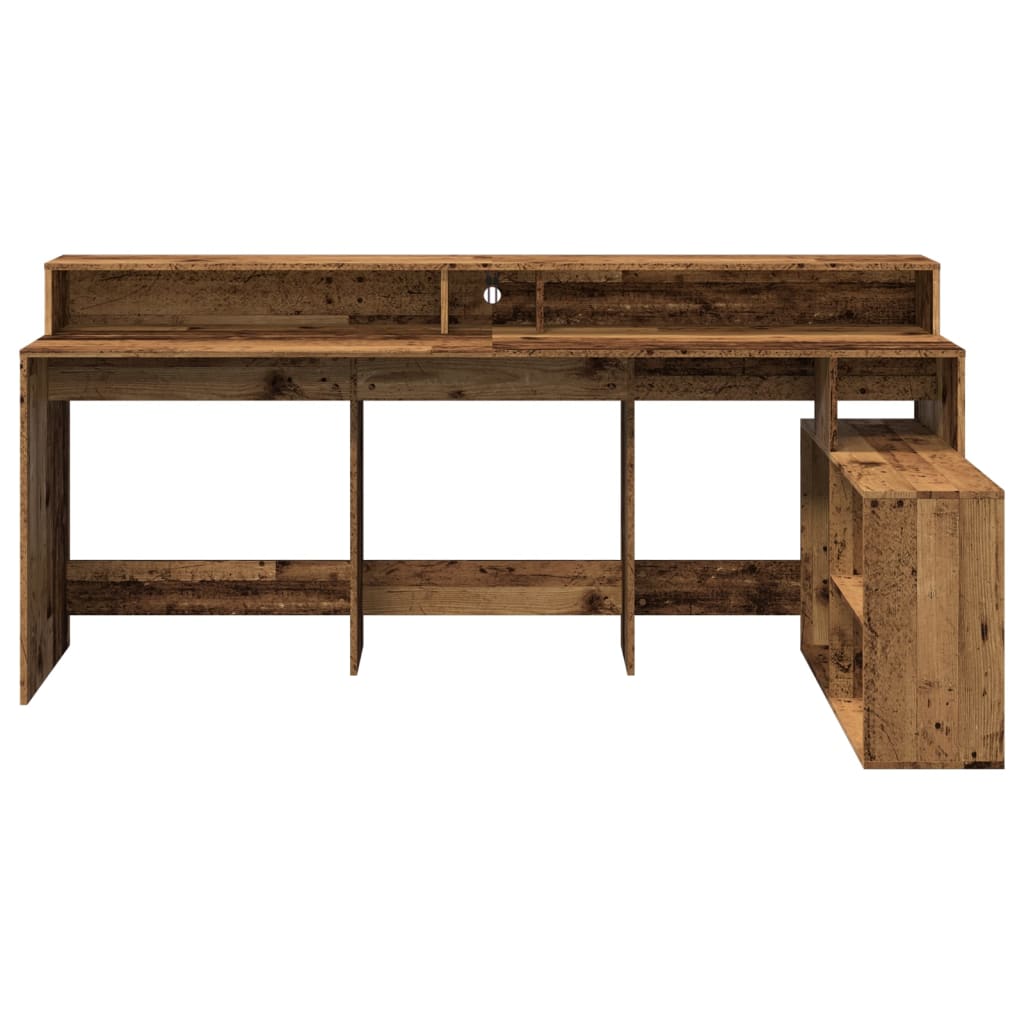 Bureau met LED-verlichting 200x104x91 cm bewerkt hout oud hout is nu te koop bij PeponiXL, paradijselijk wonen!