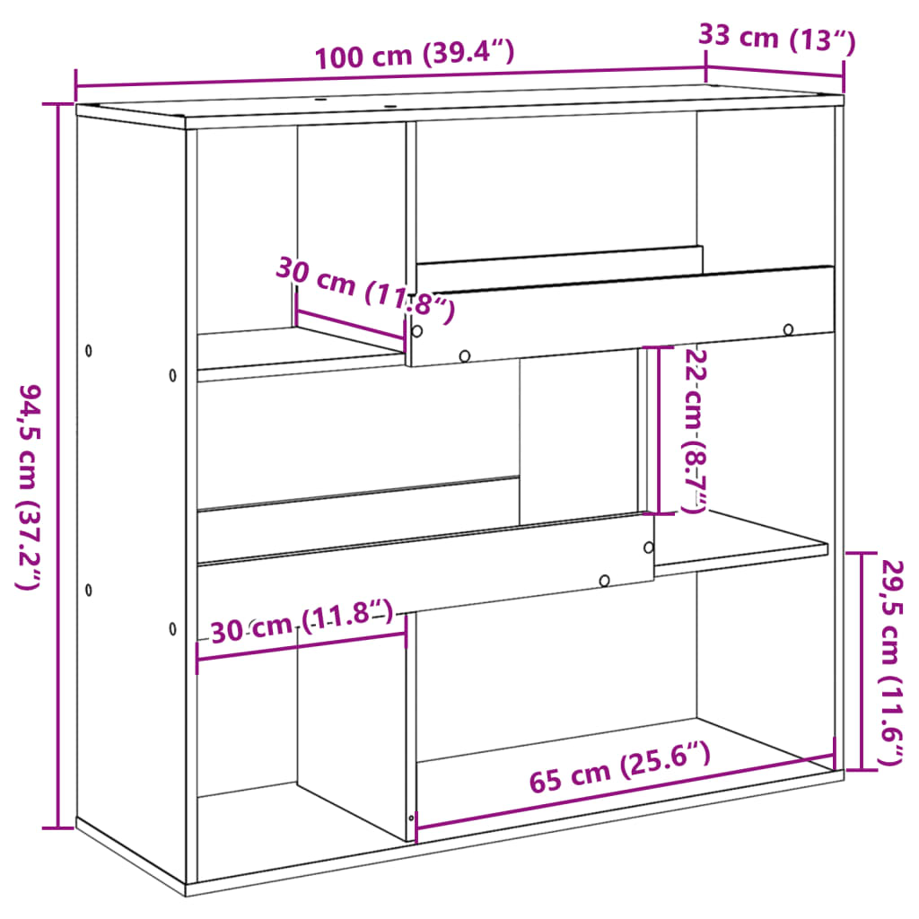 Kamerscherm 100x33x94,5 cm bewerkt hout sonoma eikenkleurig is nu te koop bij PeponiXL, paradijselijk wonen!