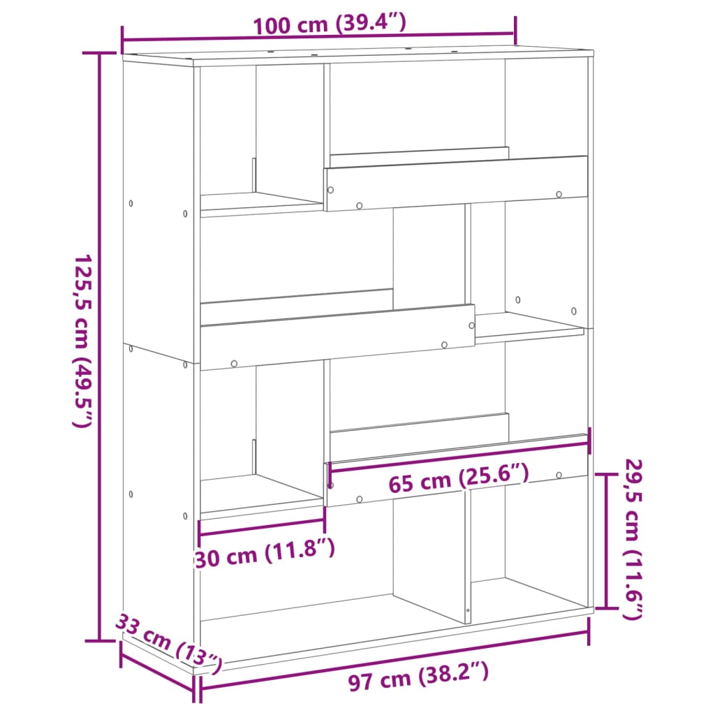 kamerscherm 100x33x125,5 cm bewerkt hout grijs sonoma eiken is nu te koop bij PeponiXL, paradijselijk wonen!