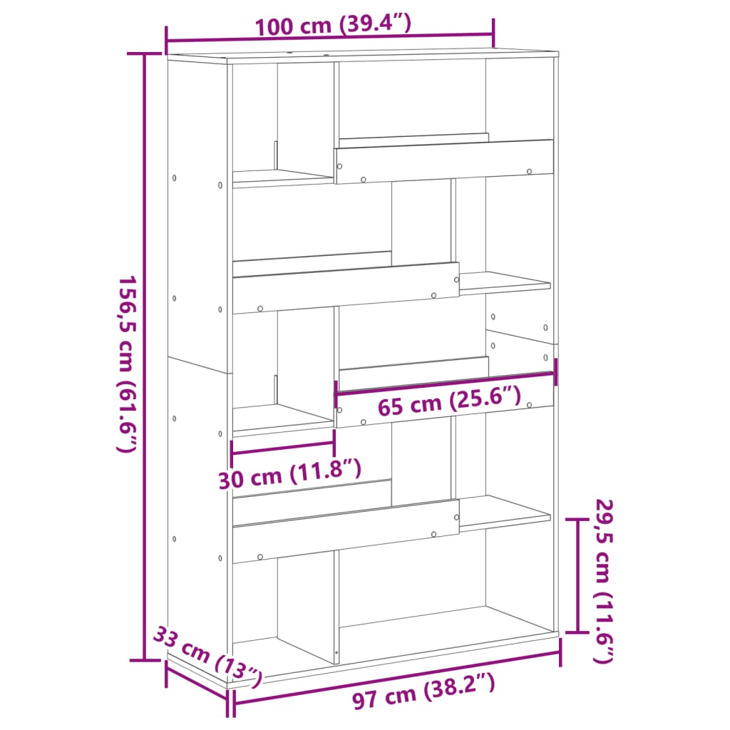 kamerscherm 100x33x156,5 cm bewerkt hout gerookt eikenkleurig is nu te koop bij PeponiXL, paradijselijk wonen!