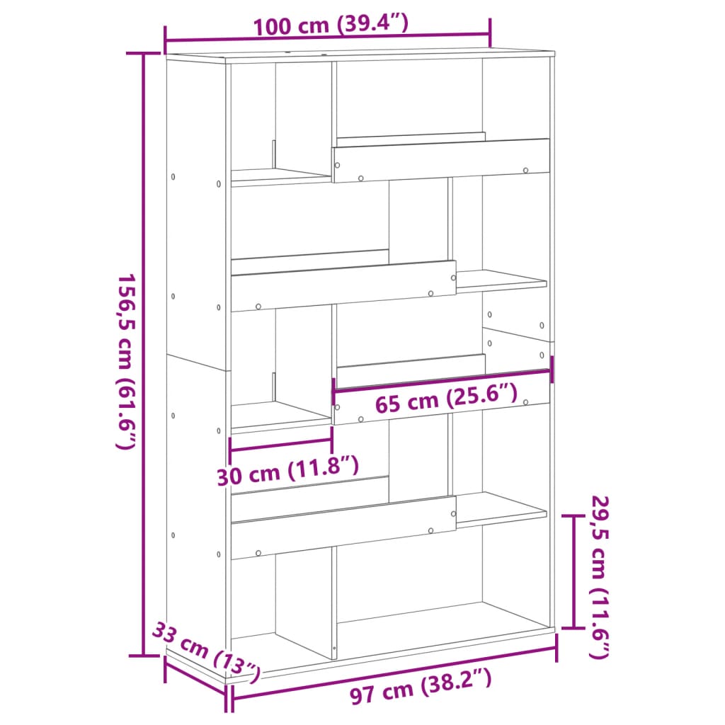 Kamerscherm 100x33x156,5 cm bewerkt hout artisanaal eikenkleur is nu te koop bij PeponiXL, paradijselijk wonen!