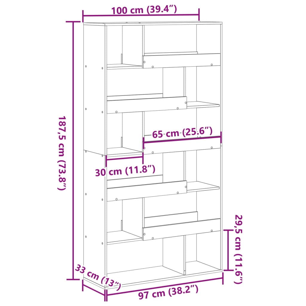 Kamerscherm 100x33x187,5 cm bewerkt hout sonoma eikenkleurig is nu te koop bij PeponiXL, paradijselijk wonen!