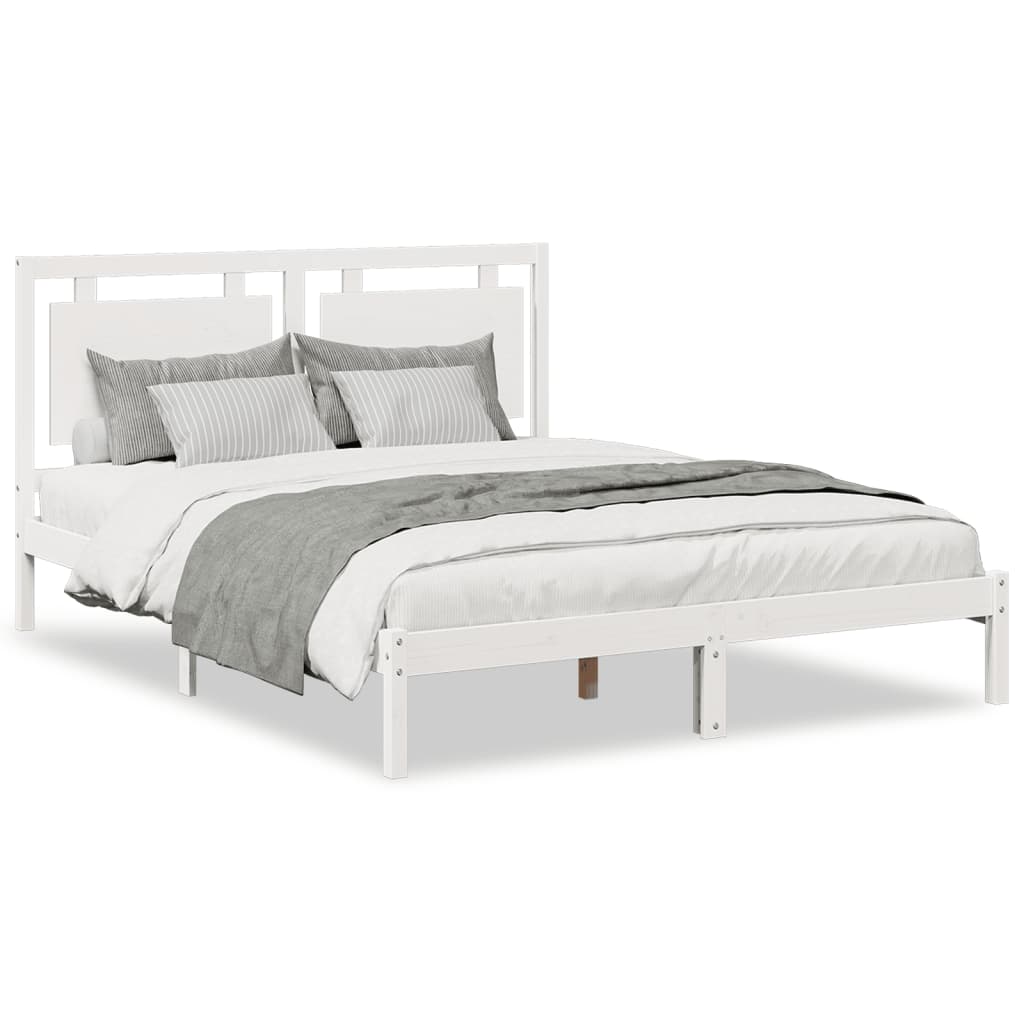 Bedframe extra lang zonder matras massief hout wit 160x210 cm is nu te koop bij PeponiXL, paradijselijk wonen!