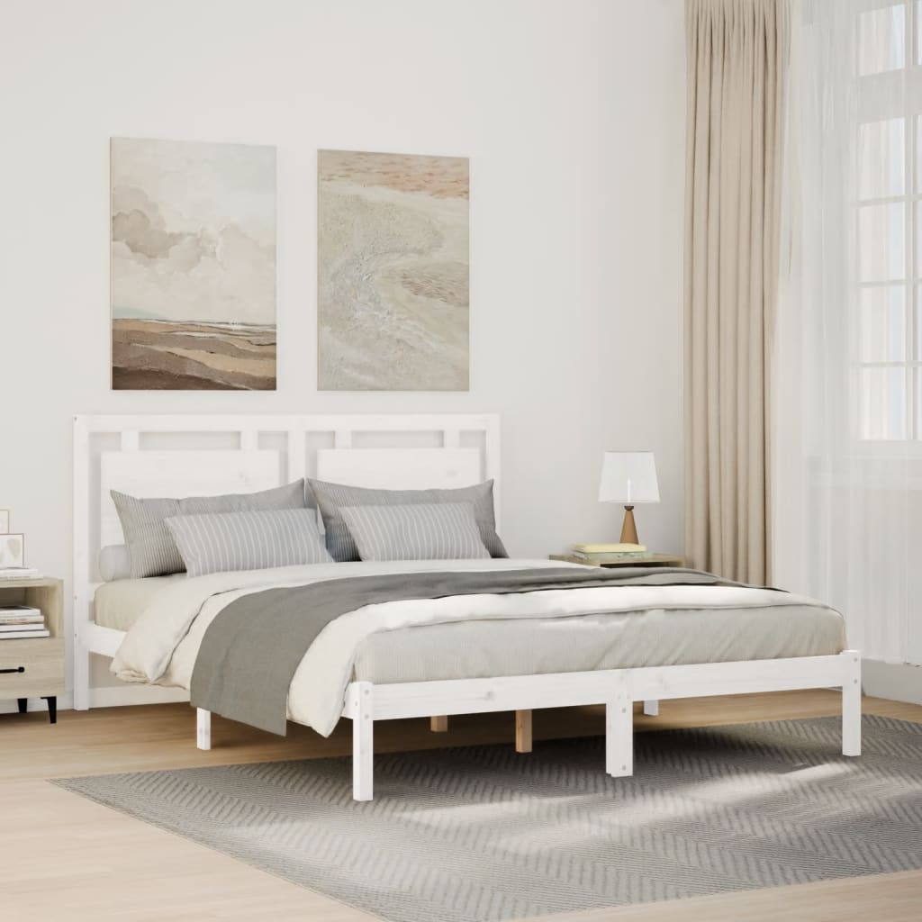 Bedframe extra lang zonder matras massief hout wit 160x210 cm is nu te koop bij PeponiXL, paradijselijk wonen!