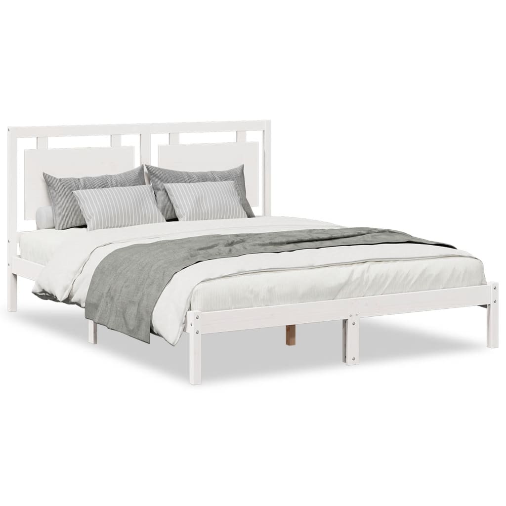 Bedframe extra lang zonder matras massief hout wit 160x220 cm is nu te koop bij PeponiXL, paradijselijk wonen!