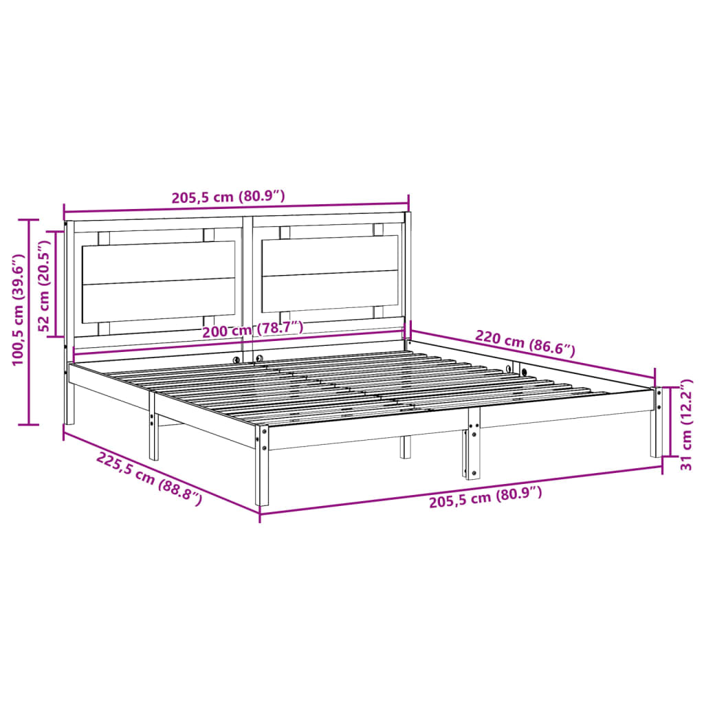 Bedframe extra lang zonder matras massief hout 200x220 cm is nu te koop bij PeponiXL, paradijselijk wonen!