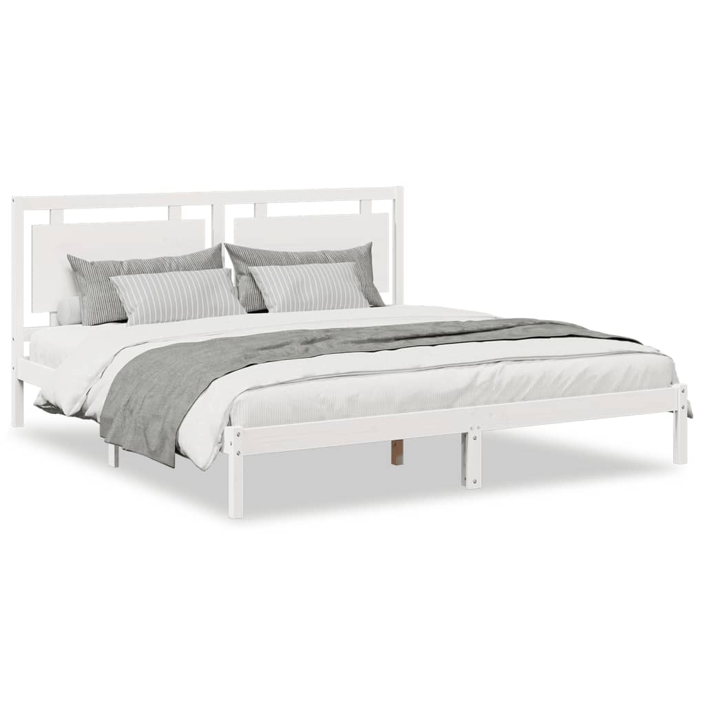 Bedframe extra lang zonder matras massief hout wit 200x220 cm is nu te koop bij PeponiXL, paradijselijk wonen!
