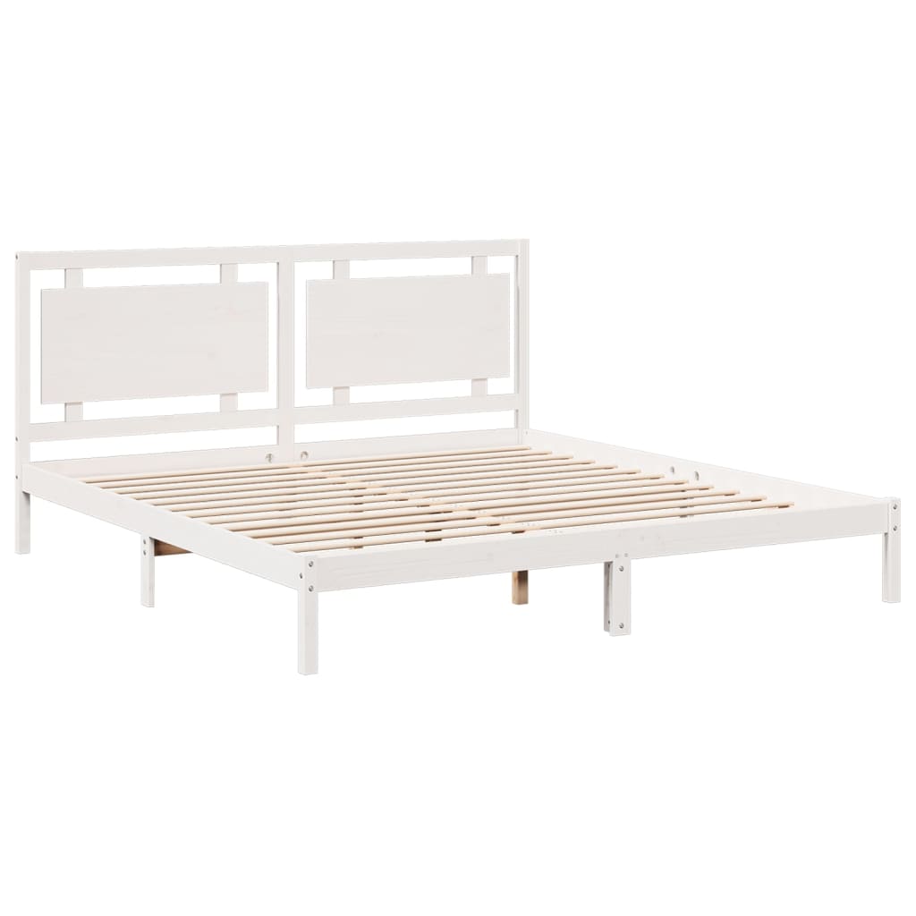 Bedframe extra lang zonder matras massief hout wit 200x220 cm is nu te koop bij PeponiXL, paradijselijk wonen!