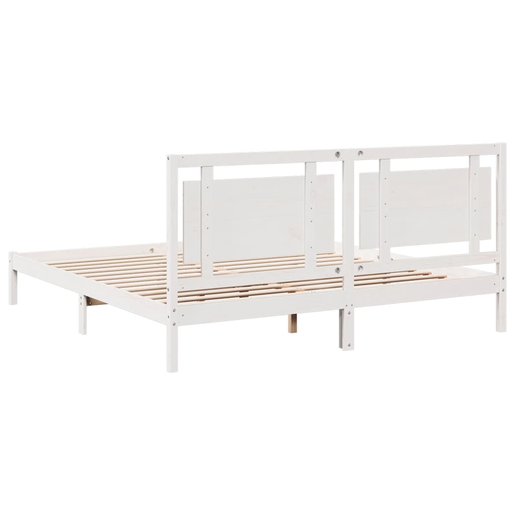 Bedframe extra lang zonder matras massief hout wit 200x220 cm is nu te koop bij PeponiXL, paradijselijk wonen!
