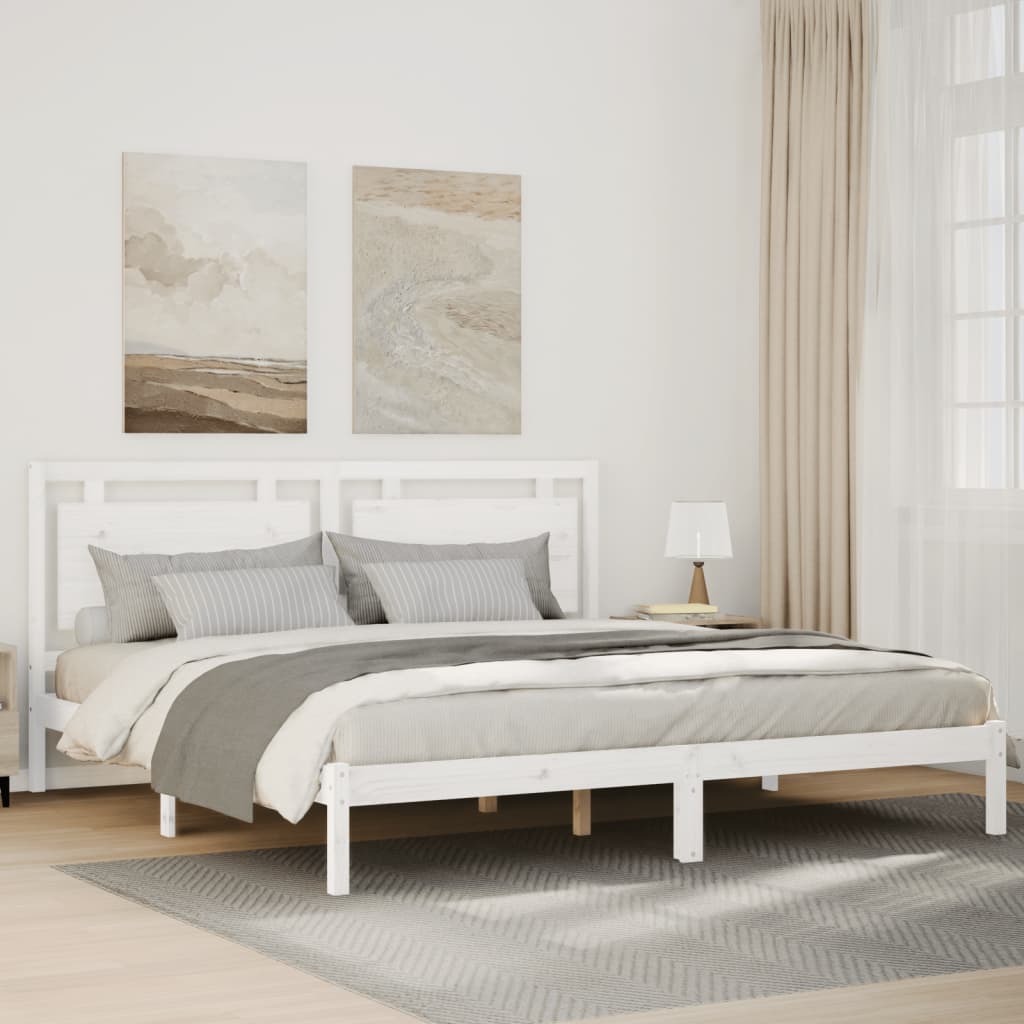 Bedframe extra lang zonder matras massief hout wit 200x220 cm is nu te koop bij PeponiXL, paradijselijk wonen!