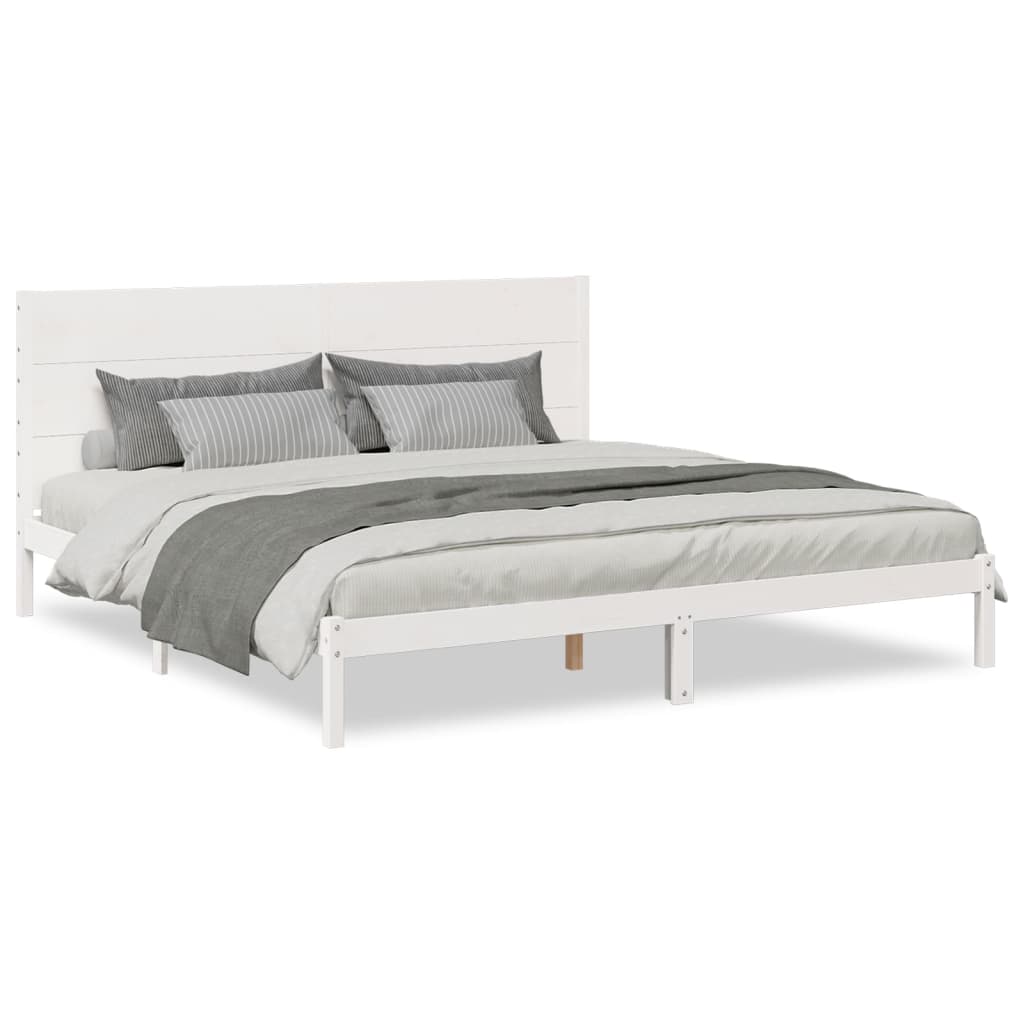 Bedframe extra lang zonder matras massief hout wit 200x220 cm is nu te koop bij PeponiXL, paradijselijk wonen!