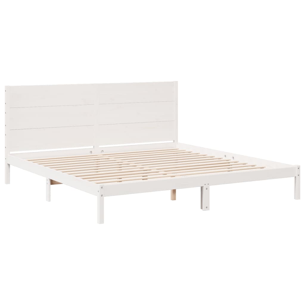 Bedframe extra lang zonder matras massief hout wit 200x220 cm is nu te koop bij PeponiXL, paradijselijk wonen!
