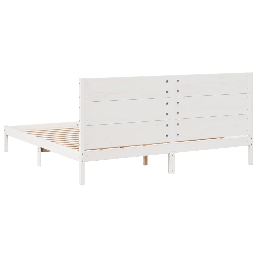 Bedframe extra lang zonder matras massief hout wit 200x220 cm is nu te koop bij PeponiXL, paradijselijk wonen!