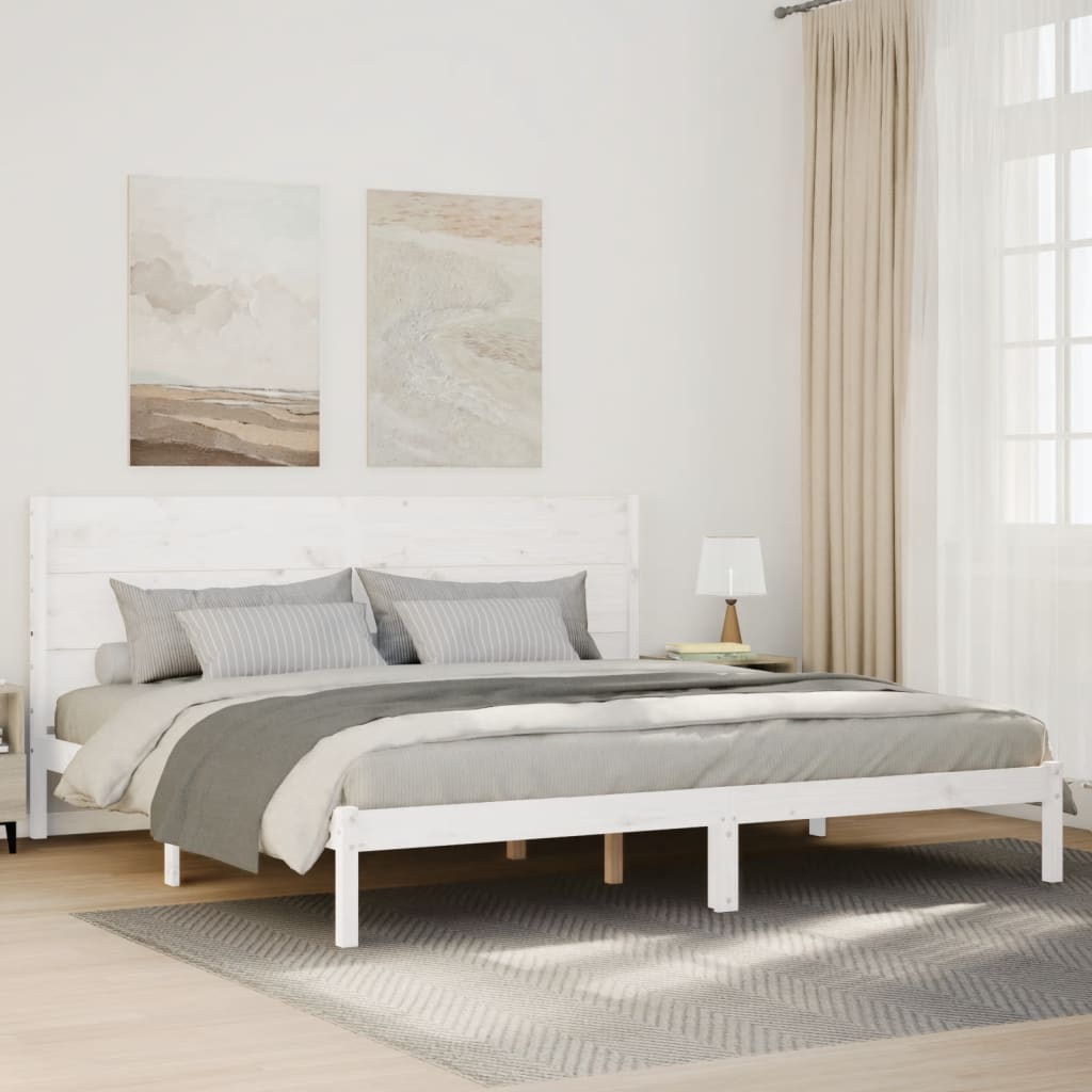 Bedframe extra lang zonder matras massief hout wit 200x220 cm is nu te koop bij PeponiXL, paradijselijk wonen!