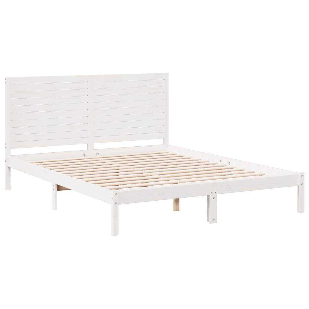 Bedframe extra lang zonder matras massief hout wit 140x210 cm is nu te koop bij PeponiXL, paradijselijk wonen!
