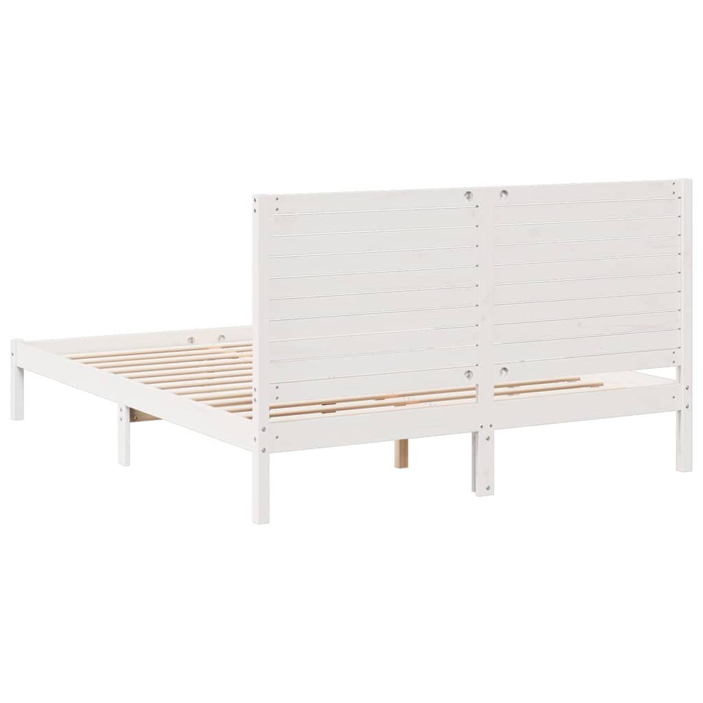 Bedframe extra lang zonder matras massief hout wit 140x210 cm is nu te koop bij PeponiXL, paradijselijk wonen!