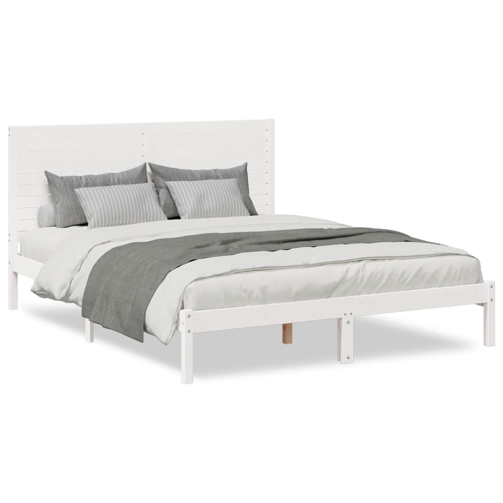 Bedframe extra lang zonder matras massief hout wit 160x210 cm is nu te koop bij PeponiXL, paradijselijk wonen!