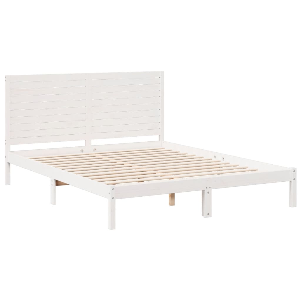 Bedframe extra lang zonder matras massief hout wit 160x210 cm is nu te koop bij PeponiXL, paradijselijk wonen!