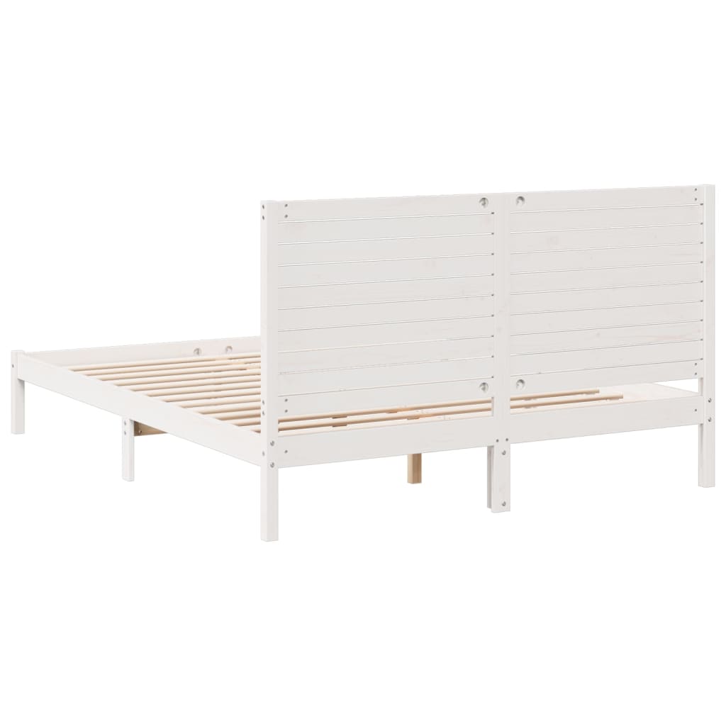 Bedframe extra lang zonder matras massief hout wit 160x210 cm is nu te koop bij PeponiXL, paradijselijk wonen!