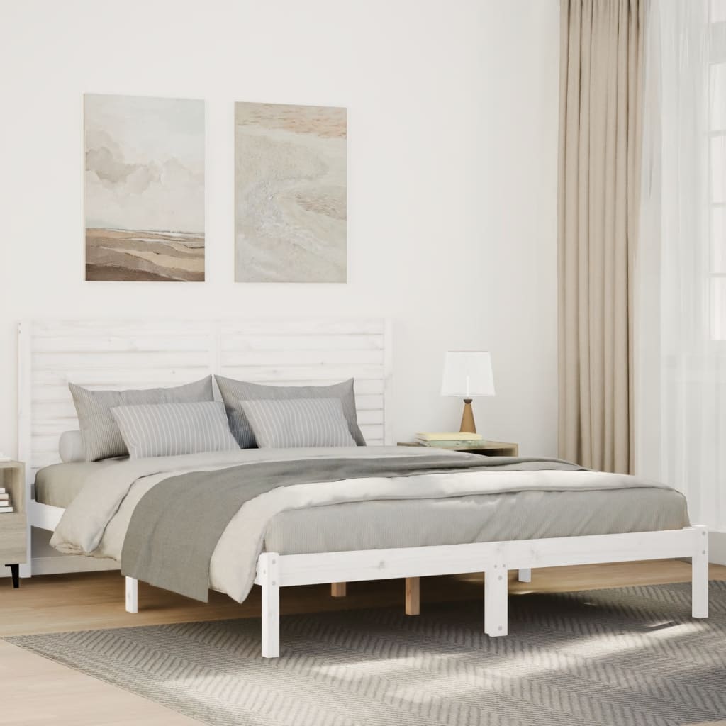 Bedframe extra lang zonder matras massief hout wit 160x210 cm is nu te koop bij PeponiXL, paradijselijk wonen!