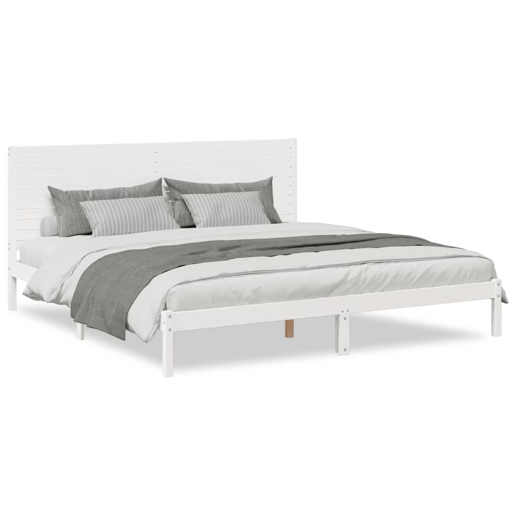 Bedframe extra lang zonder matras massief hout wit 180x210 cm is nu te koop bij PeponiXL, paradijselijk wonen!