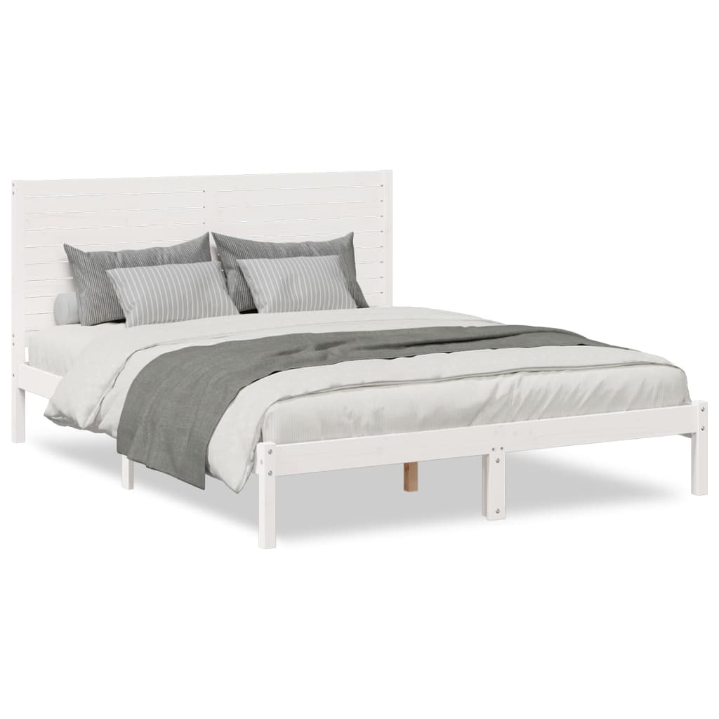Bedframe extra lang zonder matras massief hout wit 140x220 cm is nu te koop bij PeponiXL, paradijselijk wonen!