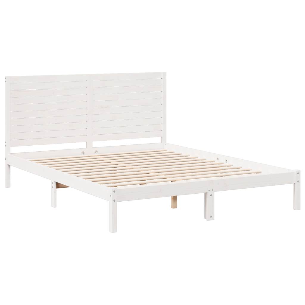 Bedframe extra lang zonder matras massief hout wit 140x220 cm is nu te koop bij PeponiXL, paradijselijk wonen!
