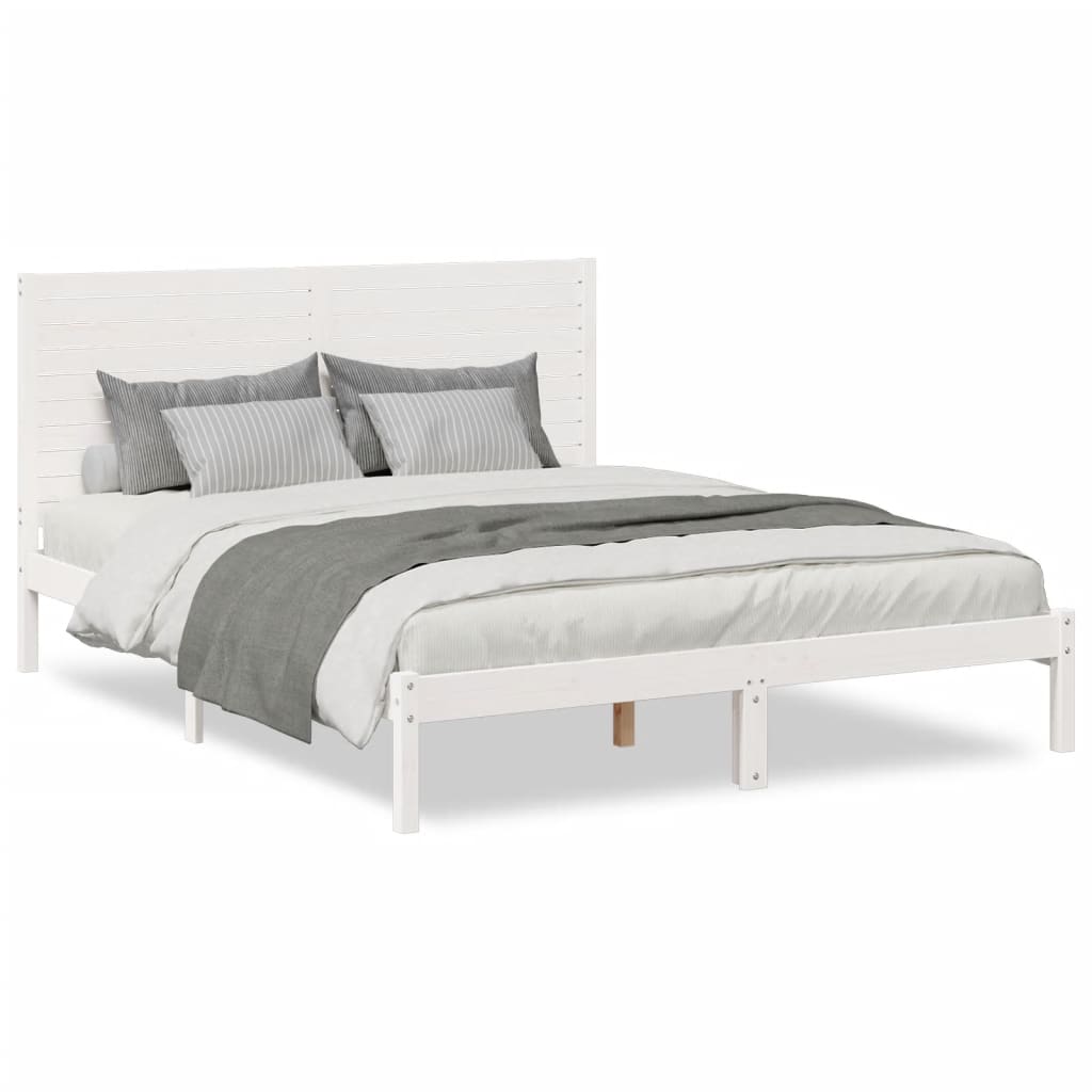 Bedframe extra lang zonder matras massief hout wit 160x220 cm is nu te koop bij PeponiXL, paradijselijk wonen!