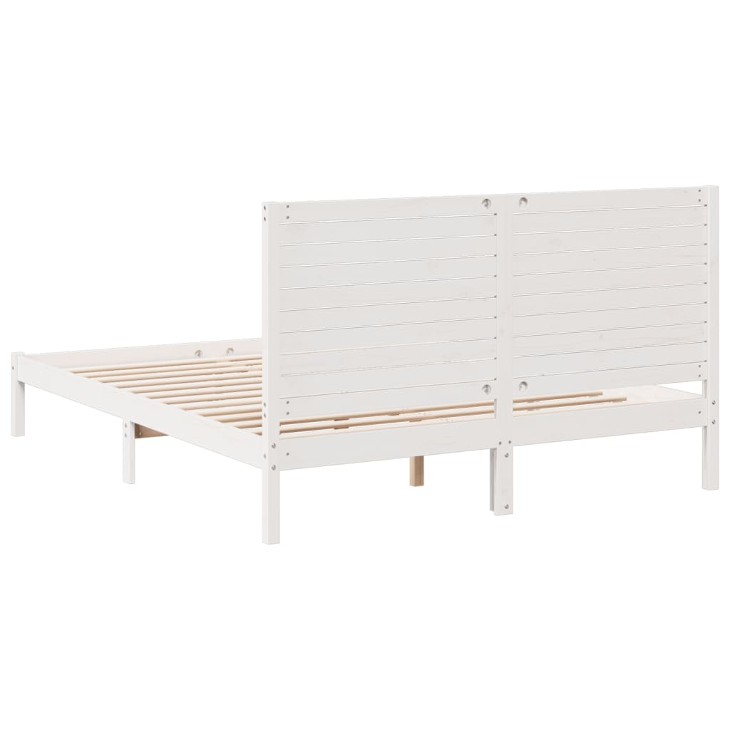 Bedframe extra lang zonder matras massief hout wit 160x220 cm is nu te koop bij PeponiXL, paradijselijk wonen!