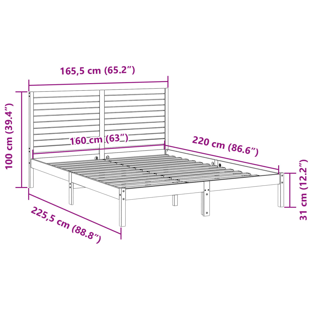 Bedframe extra lang zonder matras massief hout wit 160x220 cm is nu te koop bij PeponiXL, paradijselijk wonen!