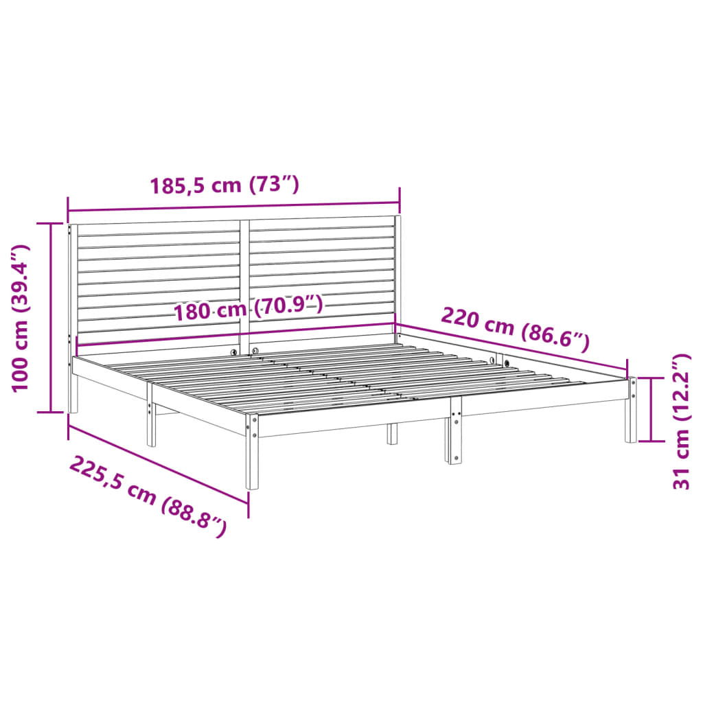 Bedframe extra lang zonder matras massief hout wit 180x220 cm is nu te koop bij PeponiXL, paradijselijk wonen!