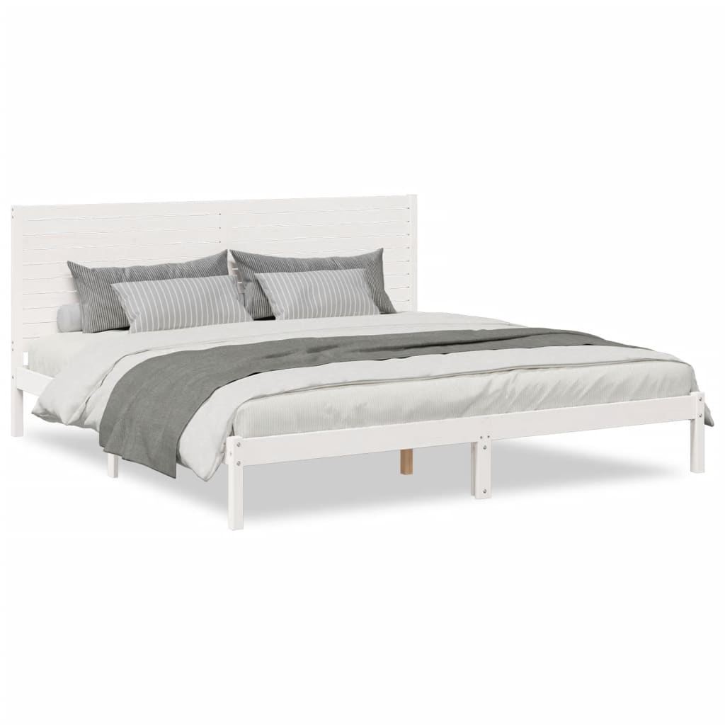 Bedframe extra lang zonder matras massief hout wit 200x220 cm is nu te koop bij PeponiXL, paradijselijk wonen!