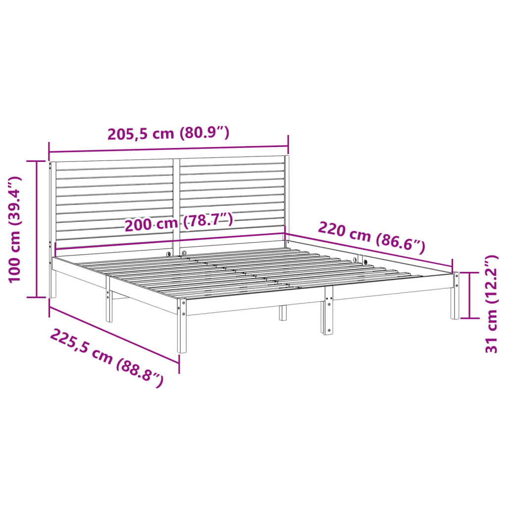 Bedframe extra lang zonder matras massief hout wit 200x220 cm is nu te koop bij PeponiXL, paradijselijk wonen!
