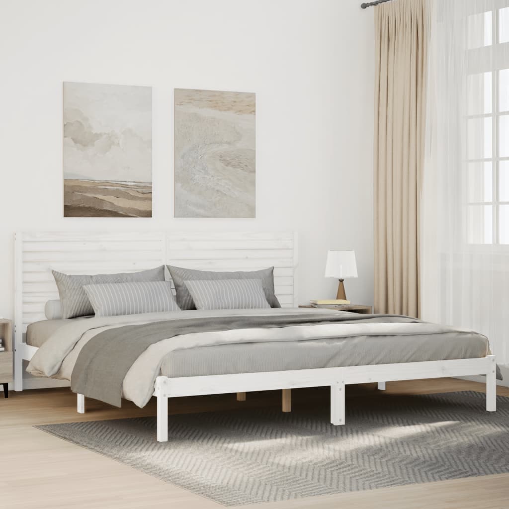 Bedframe extra lang zonder matras massief hout wit 200x220 cm is nu te koop bij PeponiXL, paradijselijk wonen!