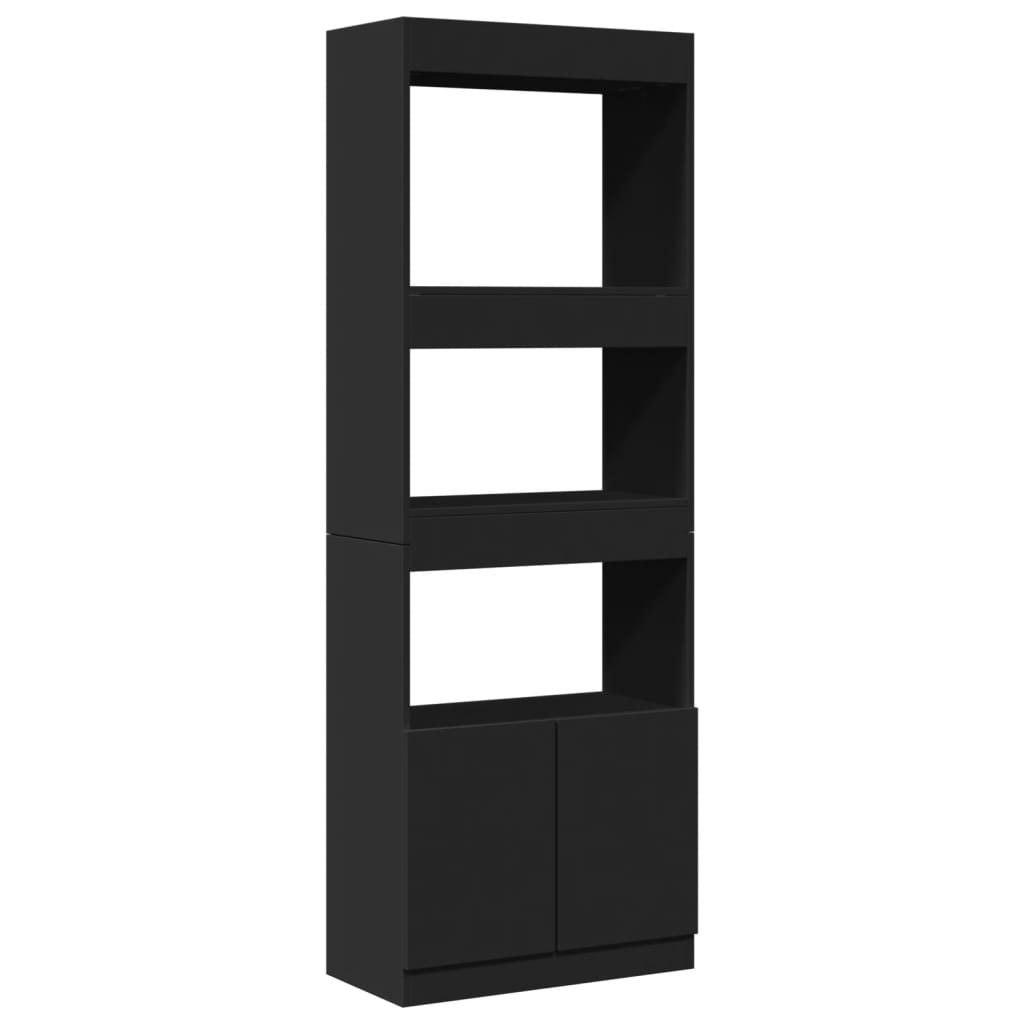 Hoge kast 63x33x180 cm bewerkt hout zwart is nu te koop bij PeponiXL, paradijselijk wonen!