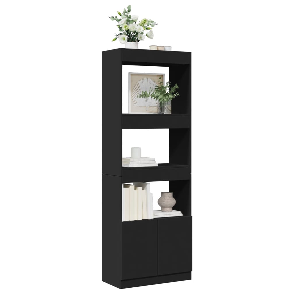 Hoge kast 63x33x180 cm bewerkt hout zwart is nu te koop bij PeponiXL, paradijselijk wonen!