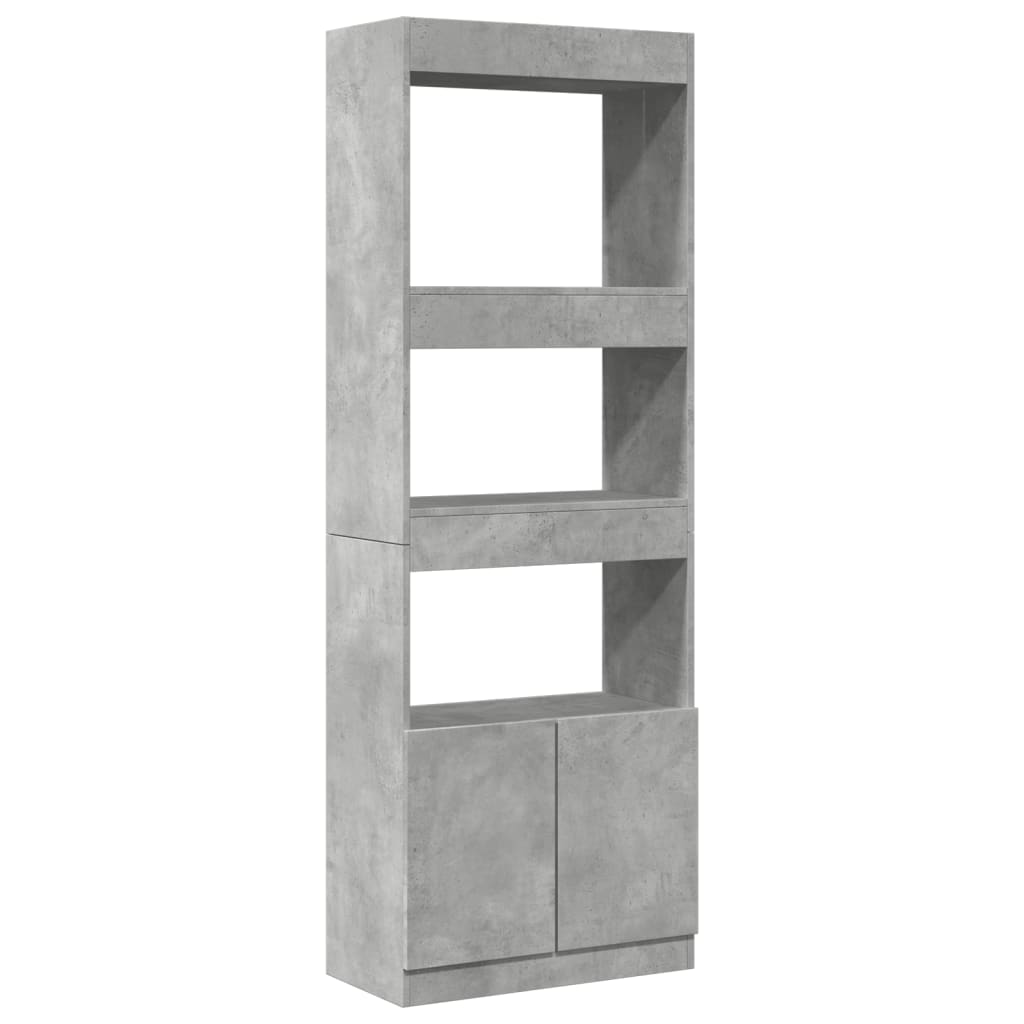 Hoge kast 63x33x180 cm bewerkt hout betongrijs is nu te koop bij PeponiXL, paradijselijk wonen!