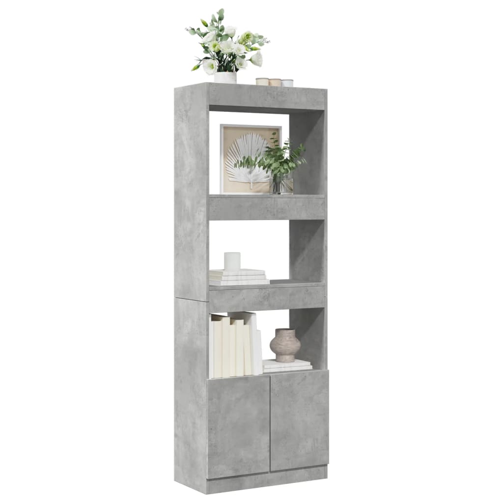 Hoge kast 63x33x180 cm bewerkt hout betongrijs is nu te koop bij PeponiXL, paradijselijk wonen!