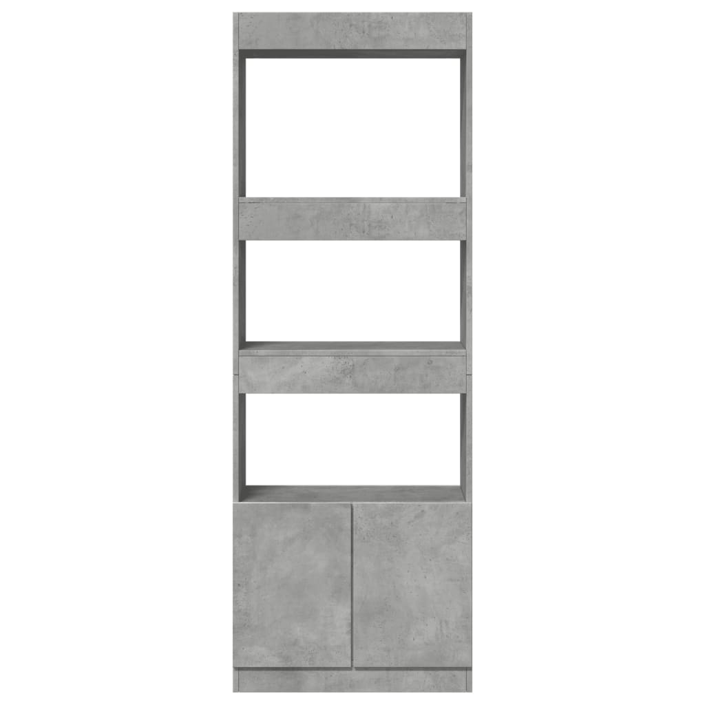 Hoge kast 63x33x180 cm bewerkt hout betongrijs is nu te koop bij PeponiXL, paradijselijk wonen!