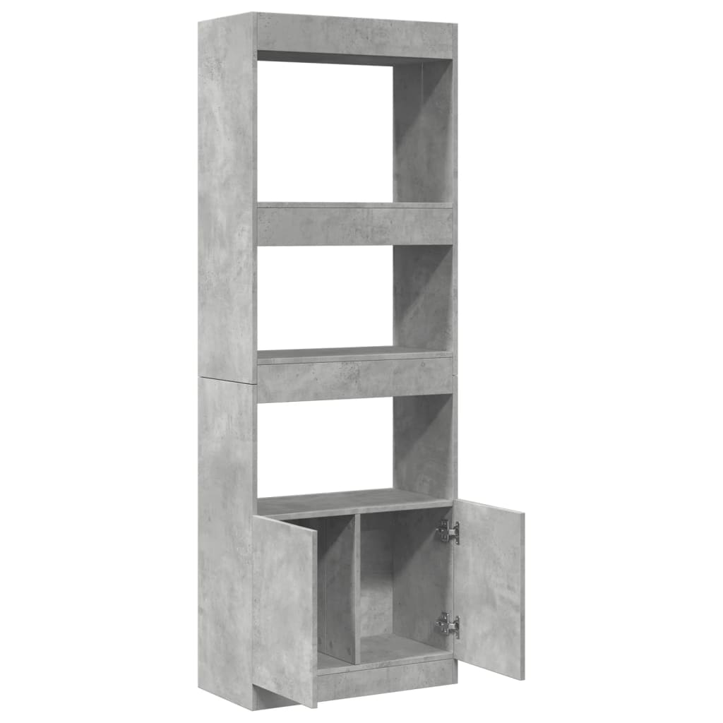 Hoge kast 63x33x180 cm bewerkt hout betongrijs is nu te koop bij PeponiXL, paradijselijk wonen!