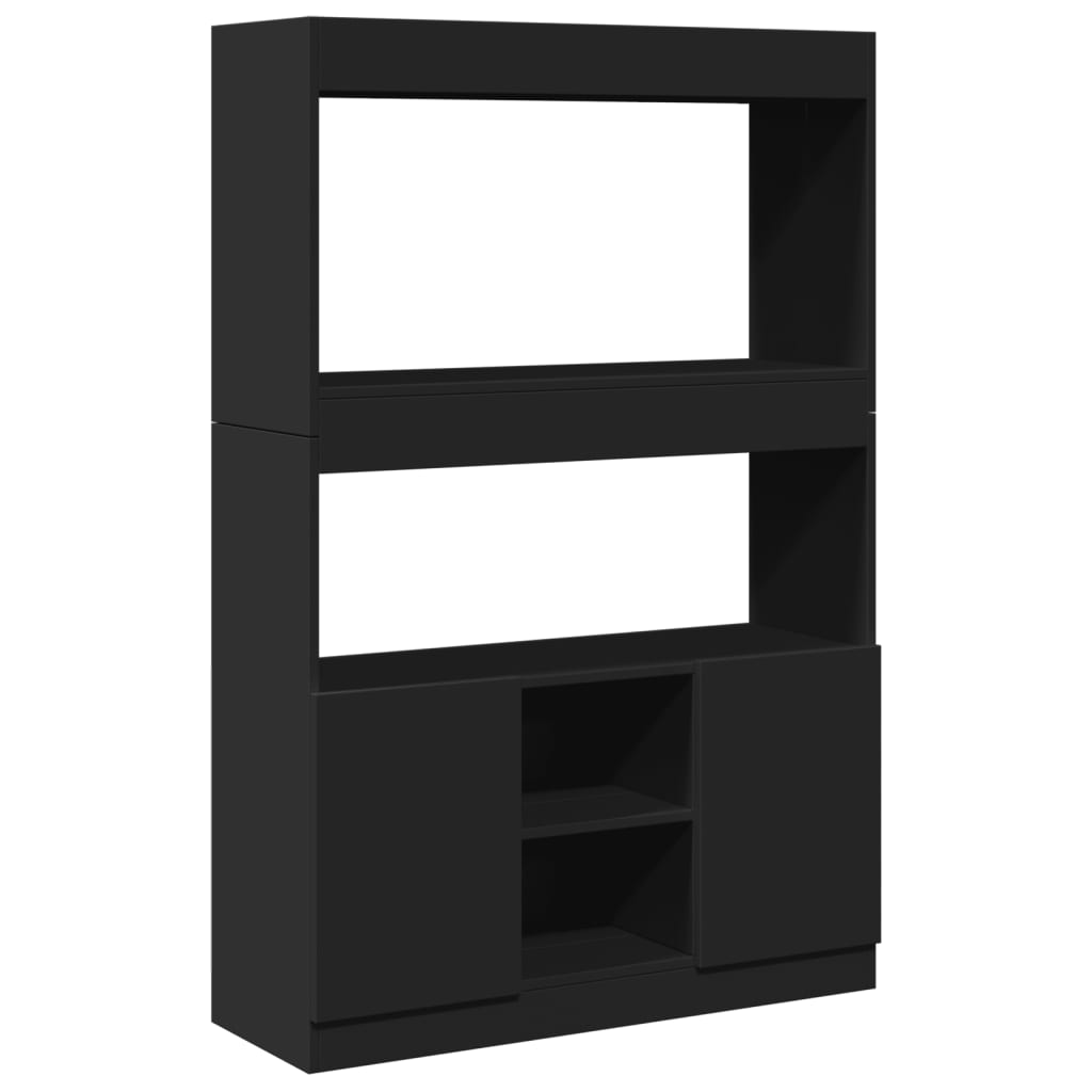 Hoge kast 92x33x140 cm bewerkt hout zwart is nu te koop bij PeponiXL, paradijselijk wonen!