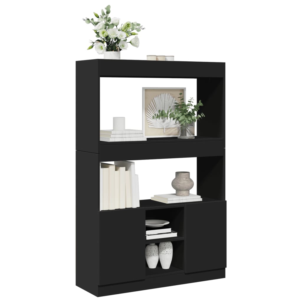 Hoge kast 92x33x140 cm bewerkt hout zwart is nu te koop bij PeponiXL, paradijselijk wonen!