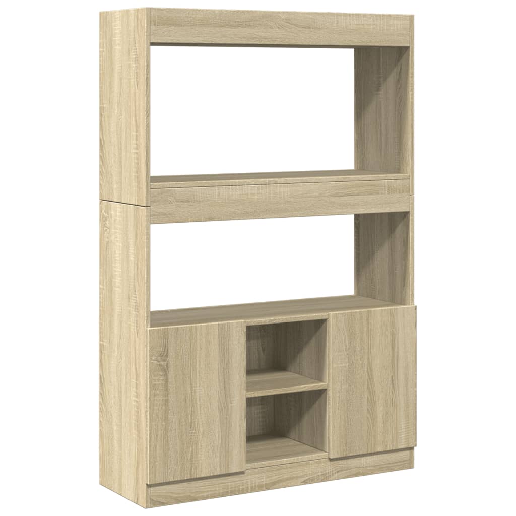 Hoge kast 92x33x140 cm bewerkt hout sonoma eikenkleurig is nu te koop bij PeponiXL, paradijselijk wonen!