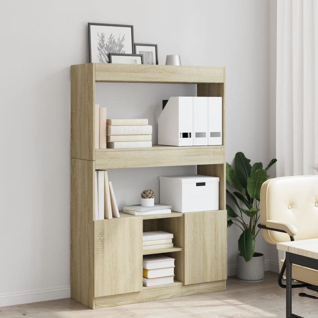 Hoge kast 92x33x140 cm bewerkt hout sonoma eikenkleurig is nu te koop bij PeponiXL, paradijselijk wonen!