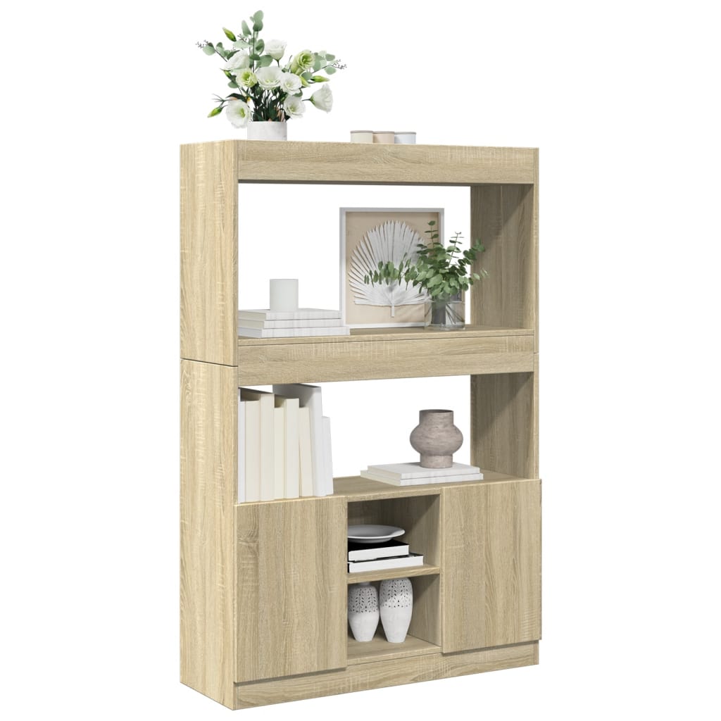 Hoge kast 92x33x140 cm bewerkt hout sonoma eikenkleurig is nu te koop bij PeponiXL, paradijselijk wonen!