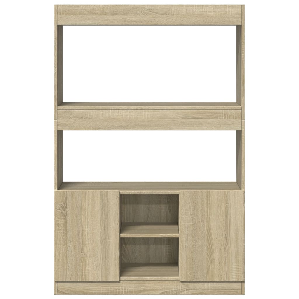 Hoge kast 92x33x140 cm bewerkt hout sonoma eikenkleurig is nu te koop bij PeponiXL, paradijselijk wonen!