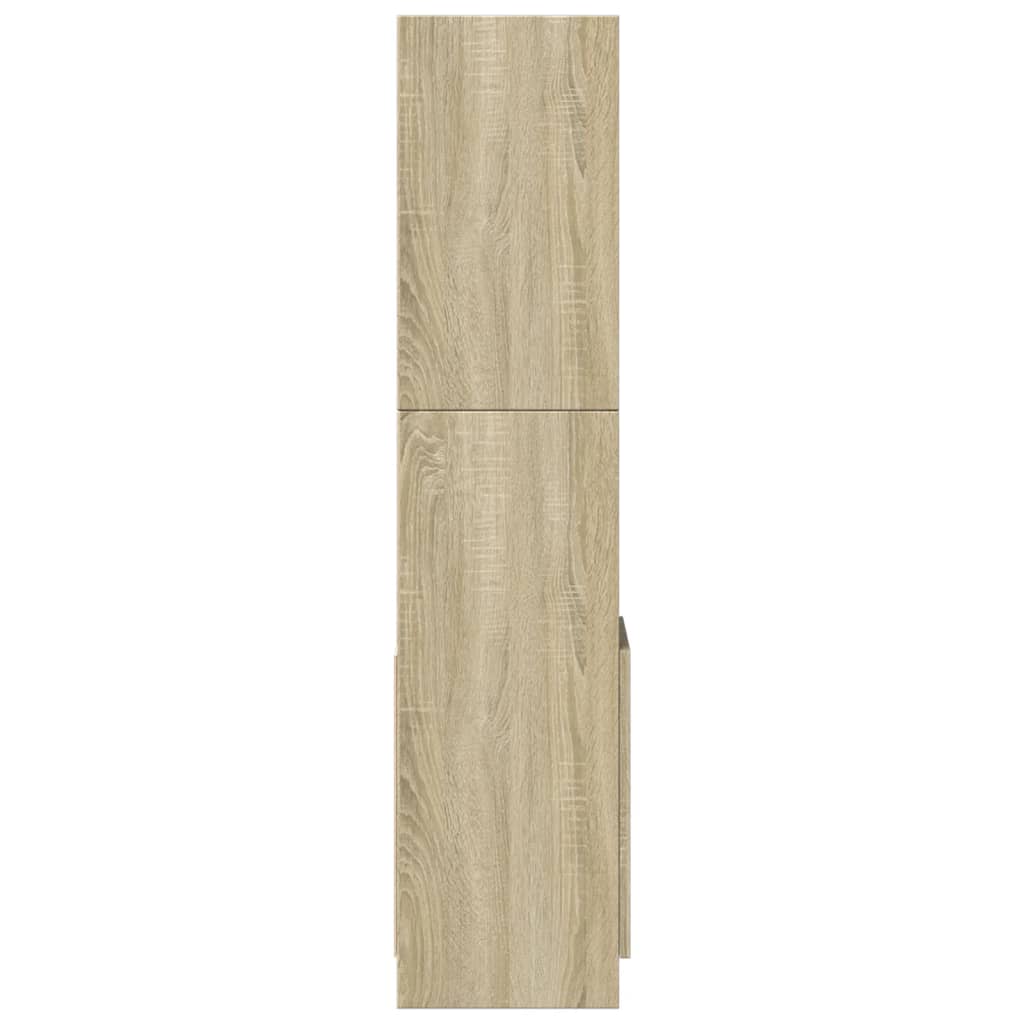 Hoge kast 92x33x140 cm bewerkt hout sonoma eikenkleurig is nu te koop bij PeponiXL, paradijselijk wonen!