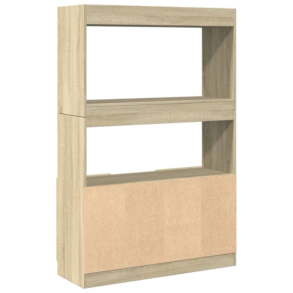 Hoge kast 92x33x140 cm bewerkt hout sonoma eikenkleurig is nu te koop bij PeponiXL, paradijselijk wonen!