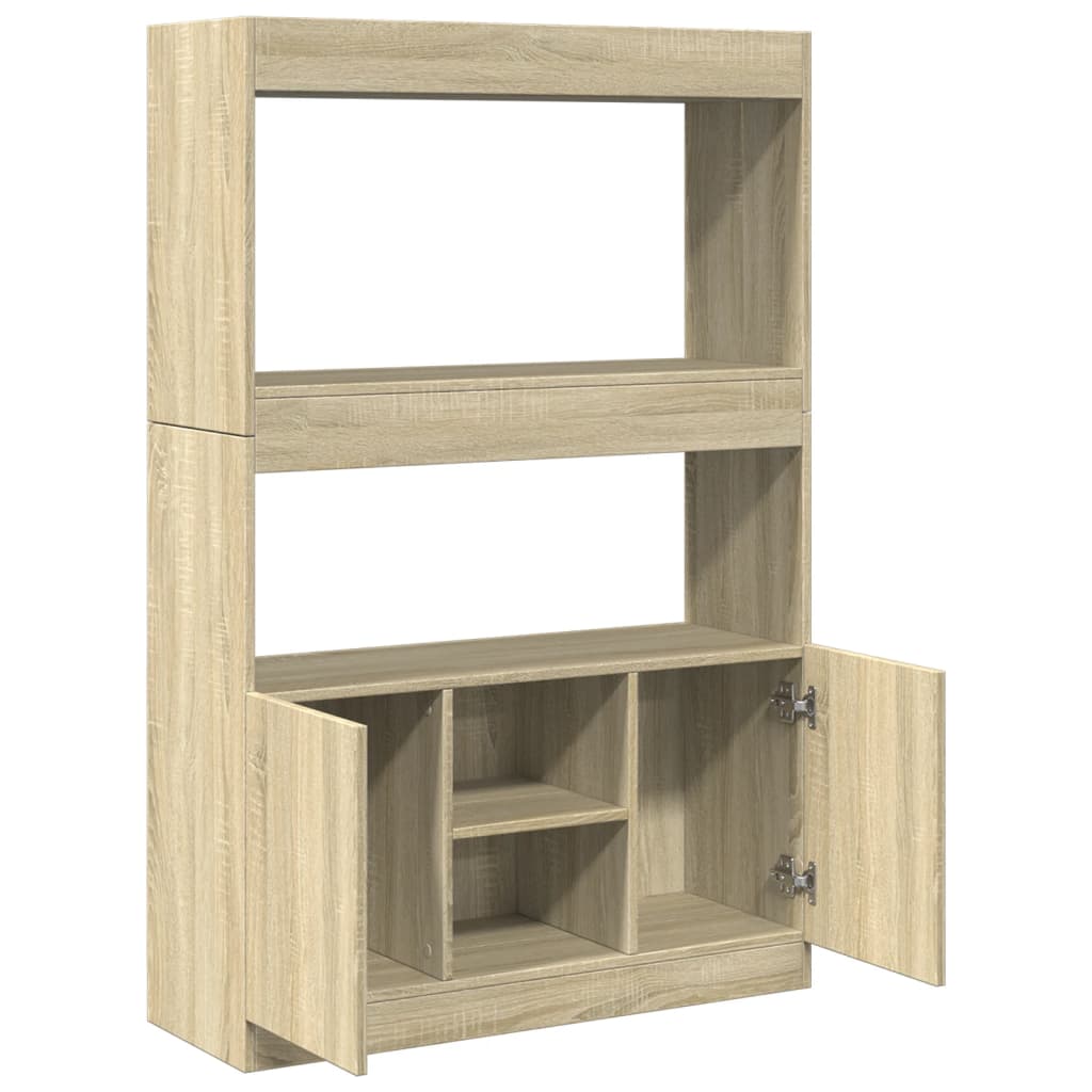Hoge kast 92x33x140 cm bewerkt hout sonoma eikenkleurig is nu te koop bij PeponiXL, paradijselijk wonen!