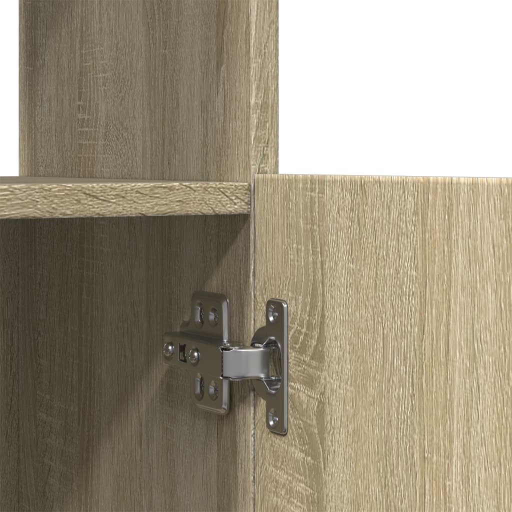 Hoge kast 92x33x140 cm bewerkt hout sonoma eikenkleurig is nu te koop bij PeponiXL, paradijselijk wonen!